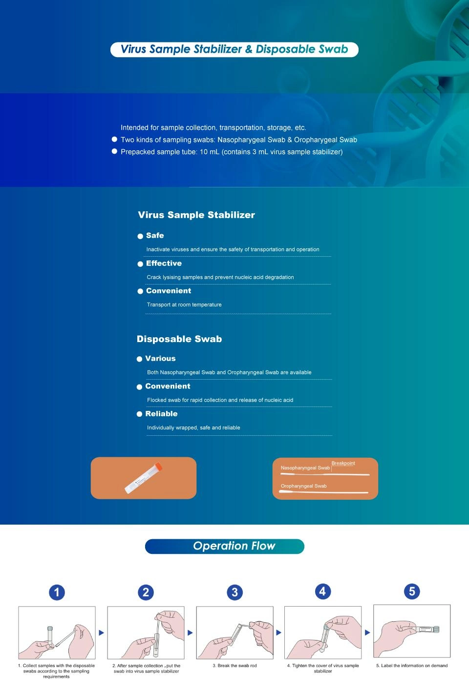 Nucleic Acid Sample Collection Virus Sample Stabilizer Withtube