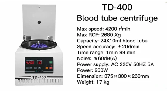 Td-400 Benchtop Tube sanguin à basse vitesse Plasma Centrifugeuse de laboratoire